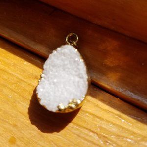 Freeform White Druzy Pendant